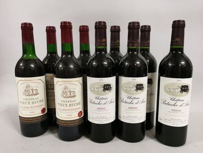 null Ensemble de 9 bouteilles :3 bouteilles CH. VIEUX DUCHE, Lalande de Pomerol 1998...