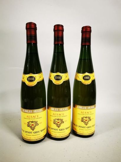 null 3 bouteilles PINOT GRIS "jubilée Hugel", Hugel 1988 (1 LB) 