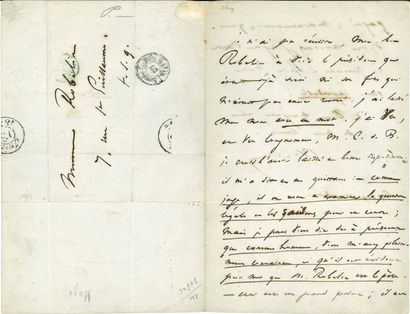 VICTOR HUGO L.A.S. «Victor», mercredi soir [18 juin 1834], à Charles Robelin; 1 page...