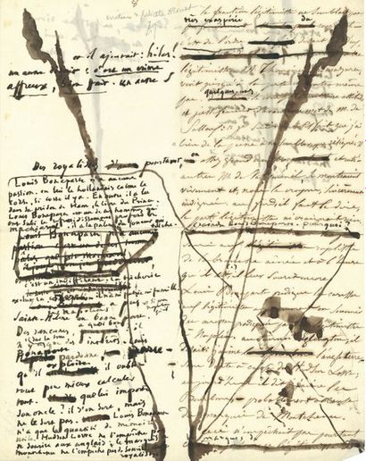 VICTOR HUGO Manuscrit en partie autographe [pour Histoire d'un crime, 1877 ou peu...