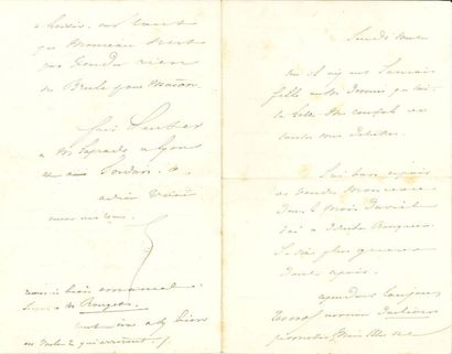Alphonse de Lamartine (1790-1869) L.A.S. (initials), Thursday morning,[to his niece...