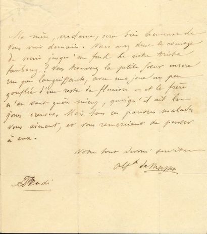 Alfred de musset (1810-1857) L.A.S., Jeudi [6 août 1835 ?], à Caroline Jaubert; 1...