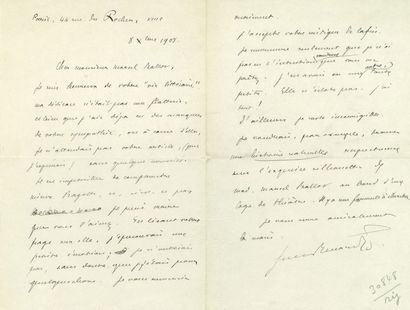 Jules RENARD (1864-1910) L.A.S., Paris, December 8, 1908, to Marcel Ballot; 2 pages...