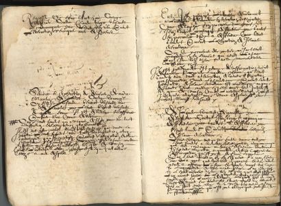 null BEAUJOLAIS. 2 handwritten registers, 16th-17th century; in-12 of 23 double-sided...