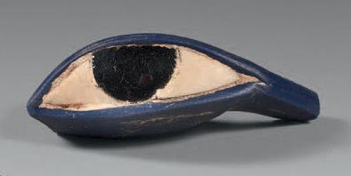 null Left eye used as an inlay for a sarcophagus mask.
Blue, black and white glass...