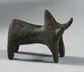 null Pendeloque in the shape of a stylized acephalous bull from which only the horns...