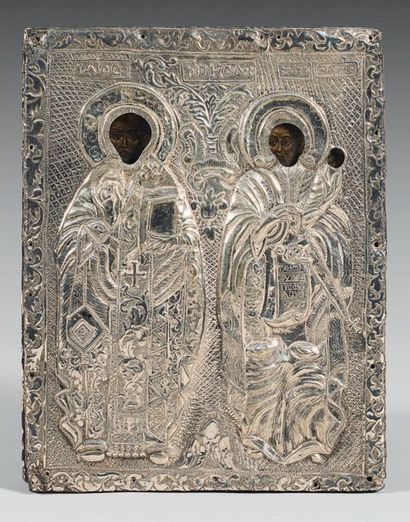 null Saint Nicolas et Saint Stylianos
Tempéra sur bois (26 x 18 cm)
Grèce, XIXème...