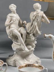 ILE DE FRANCE (CRÉPY EN VALOIS ?) Group in white enamelled soft porcelain representing...