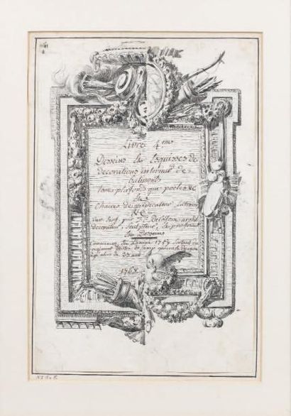 Jean Charles DELAFOSSE (Paris 1734 - 1789) Titre pour un recueil de dessins d'architecture,...
