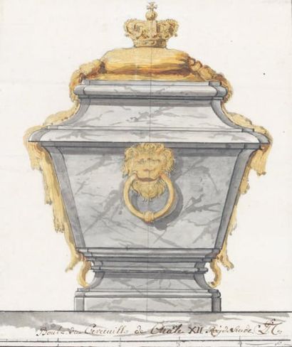 Louis Gustave TARAVAL (Stockholm 1737/1738 - Paris 1794) Projet pour le cercueil...
