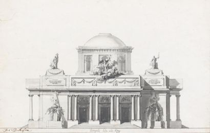 Jean Charles DELAFOSSE (Paris 1734 - 1789) Elévation d'un temple de la Foi Plume...
