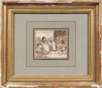 Nicolas Toussaint CHARLET (1792 - 1845) La maitresse d'école Plume encre brune et...