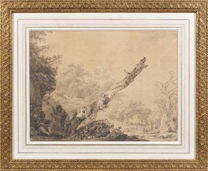 Jean-Baptiste LEPRINCE (1734 - 1781) Le bûcheron russe Lavis gris, plume et encre...