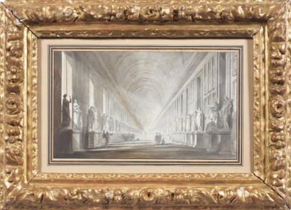 Attribué à Jean-Michel MOREAU dit Moreau le Jeune (Paris 1741 - 1814) Galerie d'antiques...