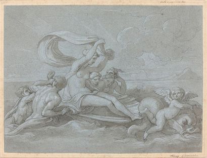 Attribué à Vincenzo CAMUCCINI (1773-1844) 
La naissance de Galatée
Pierre noire,...