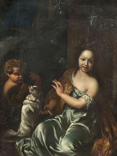 Ecole Hollandaise vers 1700 
Jeune femme et son chien
Cuivre.
23 x 18,5 cm
Reprise...