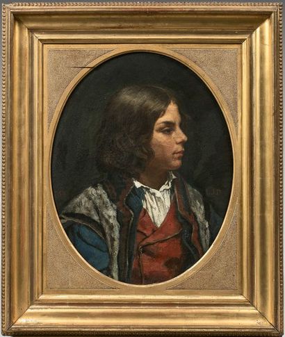 Attribué à Jacques Louis Jules DAVID (1829-1886) 
Portrait of young man with blue
waistcoat...