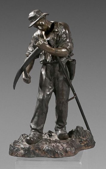 RUFFONY (actif autour de 1900) 
Faucheur
Statuette en bronze à patine brune. Signé...