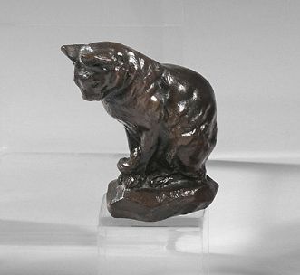 Antoine-Louis BARYE (1795-1875) 

Bronze cat with brown patina. Signed BARYE on the...