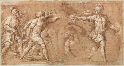 Attribué à Domenico Maria FRATTA (1696-1763) 
Perseus and the Gorgon
's head Feather...