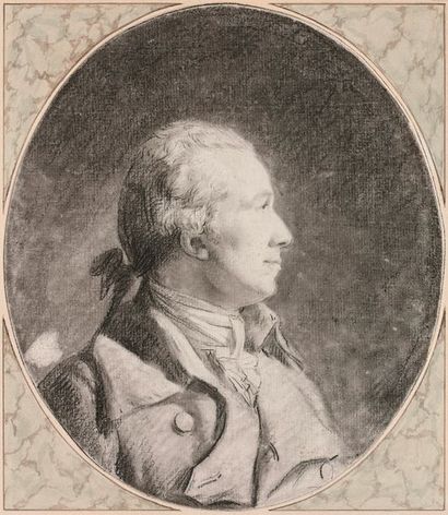Henri Pierre DANLOUX (Paris 1753-1809) 
Portrait d'homme de profil
Pierre noire et...