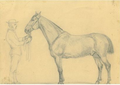 Henri REGNAULT (Paris 1843-1871) 
A groom and his horse Black
Pencil.
22.5 x 29.2...