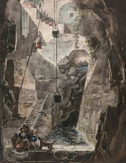 Jean Louis DESPREZ (Auxerre 1743 - Stockholm 1804) 
Vue d'un puits ou citerne creusé...