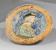 FRANCE, MANERBE OU LE PRÉ D'AUGE Rare glazed terracotta medallion representing the...