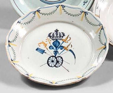 NEVERS Earthenware plate with contoured rim, with a patriotic polychrome decoration...