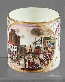 PARIS, Manufacture du Duc d'Orléans Large litron cup in hard porcelain with a rare...