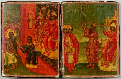 Travel diptych depicting the martyrdom of...