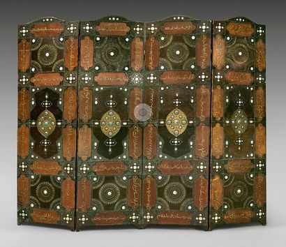Four-leaf leather screen, probably France,...