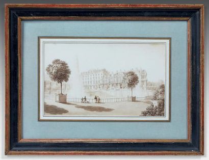 Captain Robert BATTY (1789-1848) 
Le château de Saint-Cloud
Lavis.
12 x 20,5 cm