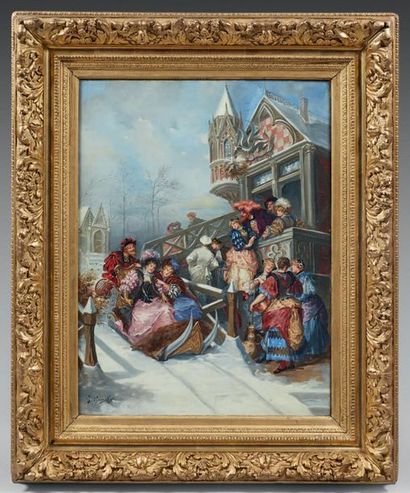 J GOUGELET 
The joys of winter
Oil on canvas. Signed lower left J. Gougelet.
76,5...