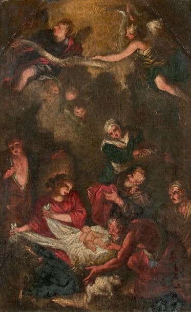 Ecole Génoise du XVIIIe siècle 
Adoration of the shepherds
Oil on canvas. Originally...