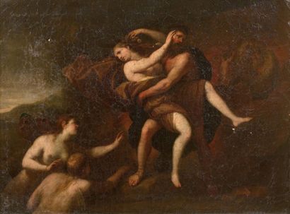 École ITALIENNE vers 1700 
The Abduction of Orithye by Boreas (Ovid,
Metamorphoses...