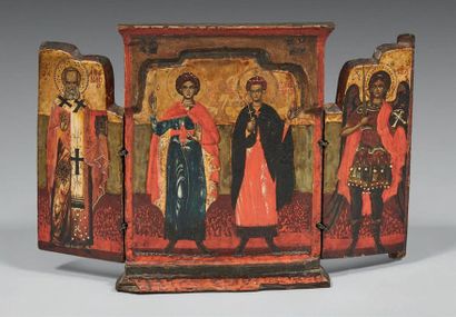 null Triptych icon. Tempera and gold on wood. Crete, 17th century.
Icon opening with...