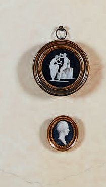 null Lot of thirteen miniatures on paper, ivory or biscuit representing antique scenes...