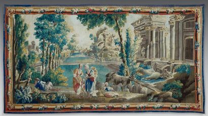 null Tapestry depicting a rural scene, in the style of the History of Daphnis and...