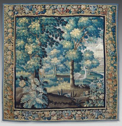 null Tapestry of the Royal Aubusson manufacture with a bird resembling an ostrich...