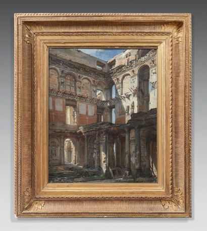 Louis BEROUD (1852-1930) 
Ruines d'un palais
Huile sur toile, signée et datée 1877.
70...