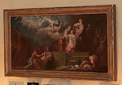 Ecole Francaise vers 1780 
The sacrifice of Iphigenia
Oil on canvas.
43 x 89 cm