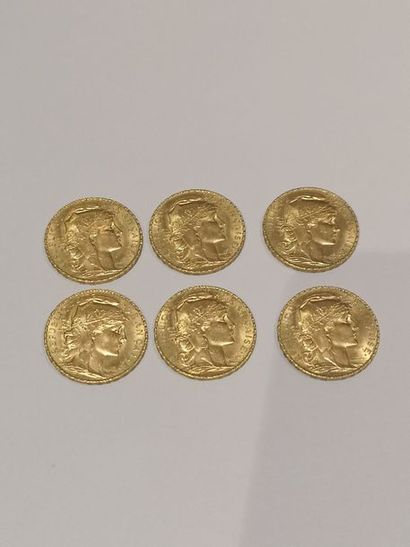 6 pièces de 20 Francs or 