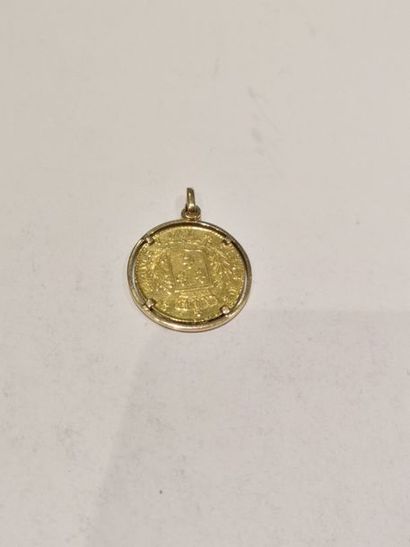 null PIèce de 20 Francs or Louis XVIII datée 1814 montée en pendentif or
Poids :...