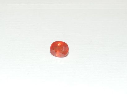 null A facetted orange sapphire of oval shape. Dimensions: approx. 7.2 x 5.9 x 4.4...