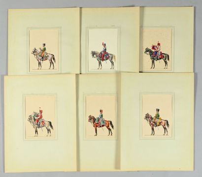 null Ensemble de 25 planches :
Chasseurs à cheval de la garde impériale 1855/1870,...