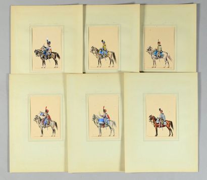 null Ensemble de 28 planches :
Hussards, 2e, 3e, 4e, 6e, 7e et 8e régiments 1858/1870,...
