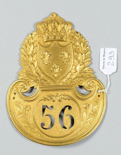null Plaque de shako d'officier du 56e régiment d'infanterie de ligne modèle 1821,...