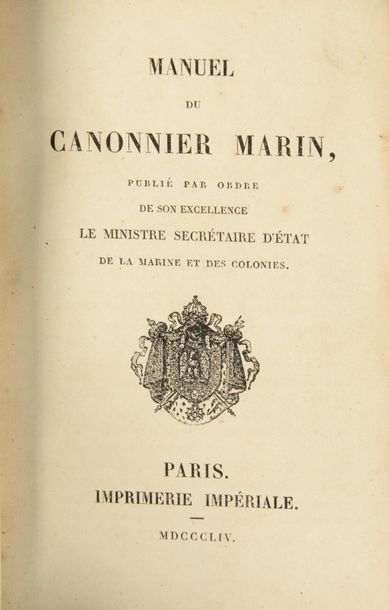 null - "Manuel du canonnier marin", Paris, Imprimerie impériale, 1854, reliure en...