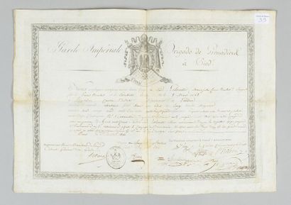 null Diploma of military retirement leave of the imperial guard, brigade of grenadiers...